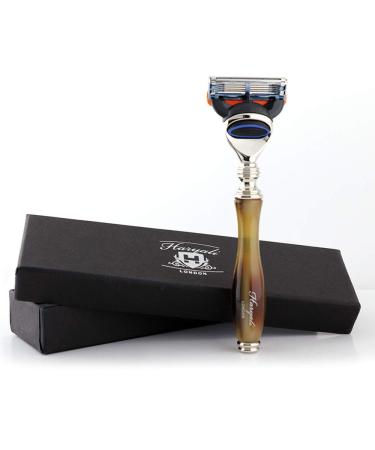 Haryali London safety razor with horn imitation handle and moustache
