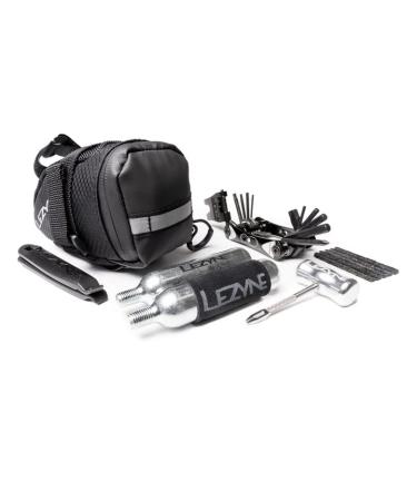 Lezyne M-Caddy Bicycle Saddle Bag and Repair Kit, CO2, Tubeless, Hand Pump, Flat Kit, Road, Gravel, Mountain Bike Medium - Tubeless Kit Black