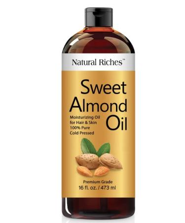 Natural Riches Sweet Almond Oil Cold Pressed Triple A Grade Pure and Natural Hexane free Soothing Vitamin E Oil for Skin Facial Polish Full Body Massages Made in USA 16 FL oz.
