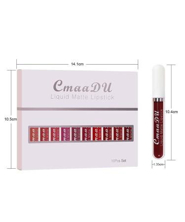 10Pcs Liquid Matte Lipstick Set for Dark Skin Women - Long-Lasting Matte Lipstick Pack - Original 24 Hour Formula - Dark Red Shades - 10 Count - Buy Online on GoSupps.com