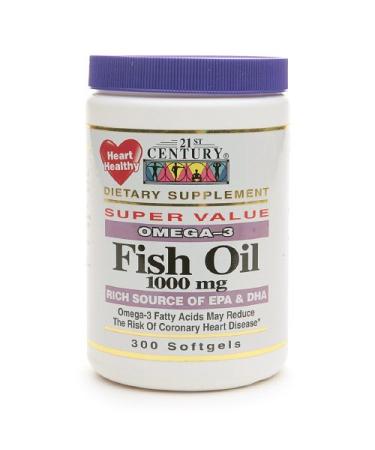 21st Century Fish Oil 1000mg 300 Softgels Pack of 2