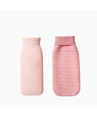 Heat bottle with cover silicone drinkable 525 ml hot water bag Mini cute hot water bottle Hand feet abdominal warmer Outside -proof warmer 525ml pink
