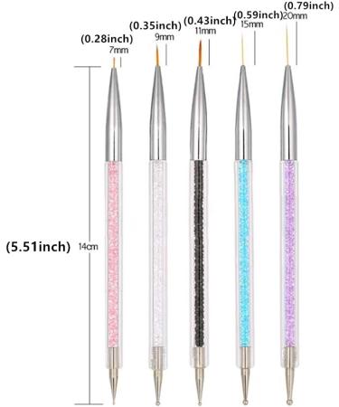 Voarge 5Pcs Two Way Nail Dotting Pen Marbleizing Tool Set Manicure Drill Drawing Nails Brush Pen Double Ended Dotting Tools Set Nail Dotting Painting Drawing Pens - Buy Online on GoSupps.com