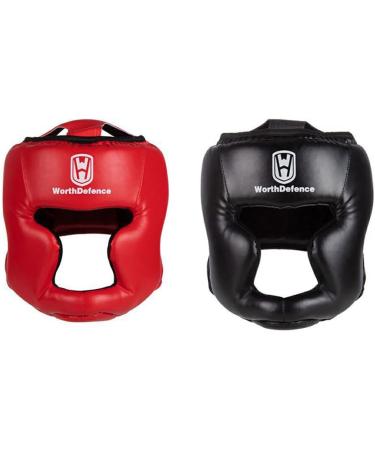 Wisoolkic Boxing Helmet - PU Karate Taekwondo Head Protection - Portable Reusable Padded Headgear for Sports - Black | International Shipping Available - Buy Online on GoSupps.com