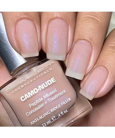 Dermelect Camo-Nude Nail Treatment Base Coat with Keratin Protein Peptides - Strengthening and Smoothing Formula for Nail Ridges and Yellowing Nails - 0.4 oz - Buy Online on GoSupps.com