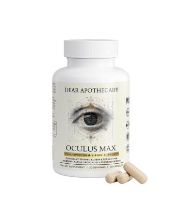 Dear Apothecary Oculus Max Eye Vitamins with Lutein and Zeaxanthin - Bilberry Alpha Lipoic Acid - Vision Supplement for Adults - 20+ Eye Nutrients - Non-GMO Gluten Free - 60 Capsules