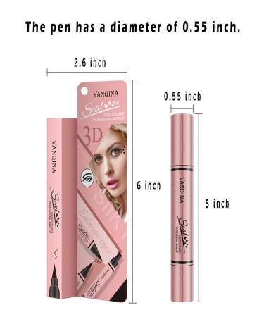 Jumbo Volume Liquid Eyeliner Stamp and Liquid Liner - 2 in 1 Black Waterproof Winged Cat Eye Makeup Tool - Buy Online on GoSupps.com