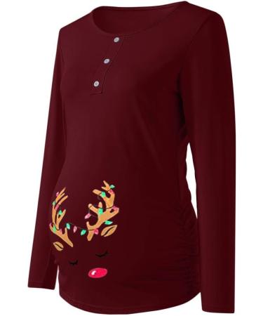 Christmas Maternity Deer Hoodie - Warm Winter Pregnancy Top | L Rot-2 - Buy Online on GoSupps.com