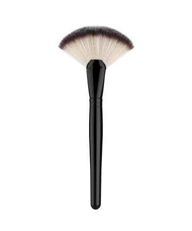 Luxspire Fan Makeup Brush Single Large Soft & Dense Face Blush Powder Foundation Brushes Professional Highlighting Make Up Brush Makeup Tool Black Brown + White + Black Fan