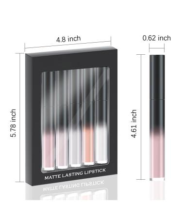 AMY S DIARY Matte Plum Liquid Lipstick Set - 5Pcs Waterproof Smudge-Proof Lip Stains for Women | 24-Hour Long Lasting Nude & Gray Shades - Buy Online on GoSupps.com