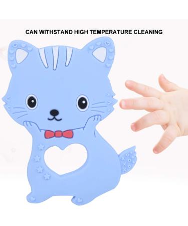 Cartoon Cat Teething Toy - Safe Silicone Teether for Babies, Kids & Children (Blue) - Buy Online on GoSupps.com