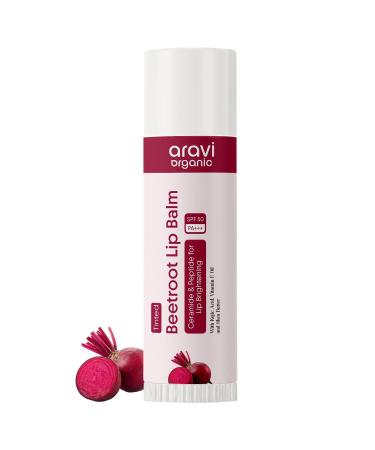 A.ra.v.i Organic Beetroot Tinted Lip Balm With SPF 50 PA+++ & Kojic Acid - Ceramide & Peptide - Lip Brightening & Hydrating - SLS & Paraben Free 5 gm