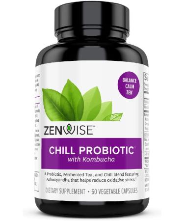 Zenwise Health Probiotic + Kombucha + Chill - 60 Veg Capsules for Gut Health & Relaxation - Buy Online on GoSupps.com