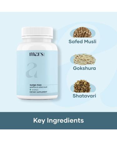 Mars Surgemax Natural Capsules with Shilajit & Safed Musli | Supports Energy, Strength & Immunity | for Active Lifestyle | 60 Capsules | Pack of 1 - Buy Online on GoSupps.com