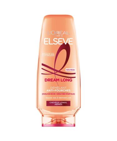 L OR AL PARIS - Apr s-Shampooing D m lant Anti-Fourches - Pour Cheveux Long et Ab m s - Enrichi en K ratine V g tale et Huile de Ricin - Elseve Dream Long - 250 ml