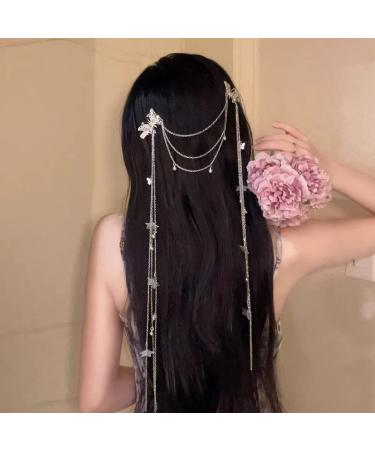 Boho Silver Flower Head Chain for Women and Girls - Floral Bridal Headpiece and Hair Accessories - Buy Online on GoSupps.com