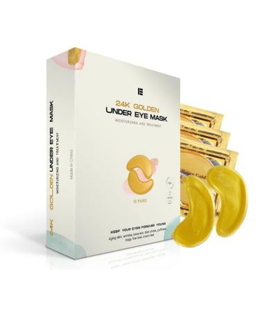 IE - 24K Gold Eye Mask - 16 Pairs for Rejuvenated Eyes - Reduces Dark Circles  Puffiness  Fine Lines  and Wrinkles.