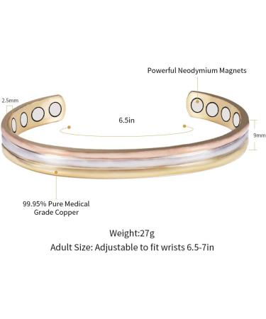 YINOX Tri Tone Pure Copper Magnetic Bracelets for Arthritis | 8 Magnets | Perfect Gift for Men & Women | Valentine's Day Edition - Buy Online on GoSupps.com