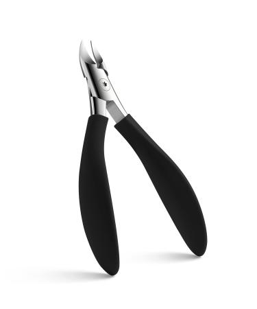 Fvion professional nail tongs nail scissors for thick and depth ingrown toenails nail snap made of stainless steel for strong tooth and fingernails - non -slip matted handle black