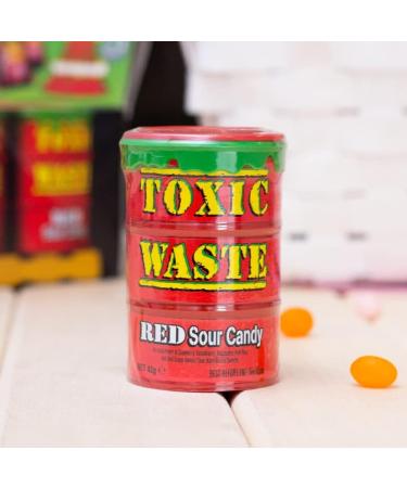 Toxic Waste 2 Red & 2 Hazardously Sour Candy Drums Ultra Sour Sweets Candy For Halloween Trick or Treat Birthday - Each Drum 42g - Sold By VR Angel - Buy Online on GoSupps.com