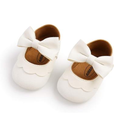 Baby Girls Mary Jane First Walking Shoes | PU Leather Anti-Slip Princess Shoes | Infant Baby Shoes 6-12 Months | E White - Buy Online on GoSupps.com