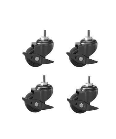 Threaded Shaft Swivel Castors Ball Castors Set of 4 Low Profile Threaded Shaft Swivel Castors Mini Swivel Castors Nylon Plastic Swivel Castors for Workbenches and Tables(2" 2Locking Casters) 2Locking Casters 2"