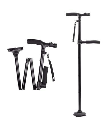 Foldable Crutches Aluminium Dexterous Old People Walking Aids with LED Light Double EVA Soft Grip 360 Adjustable Non Slip Walking Stick Interesting