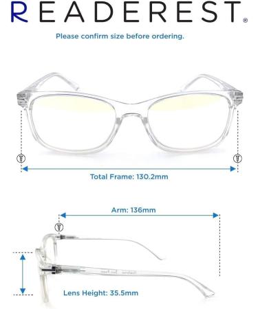 Readerest Blue Light Blocking Reading Glasses | Computer Glasses for Men and Women | Anti Glare, Anti Eyestrain, UV Blocking | Clear 1.75 Magnification - Buy Online on GoSupps.com