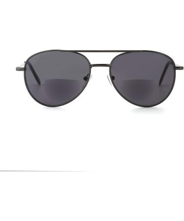 Aviator Blue Light Blocking Bifocal Reading Glasses & UV400 Sunglasses | Clear & Gray Lenses 2.5 Diopters - Shop Internationally - Buy Online on GoSupps.com