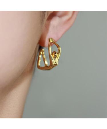 ROYALEAD Irregular Body Shape Stud Earrings Unique Piercing Earrings Fashion Jewelry Simple Punk Earrings for Women Girls Gold-color - Buy Online on GoSupps.com