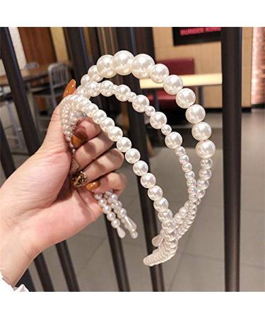 Aoxmas 3pcs White Faux Pearl Hairbands Bridal Hair Hoop Wedding Hair Accessories Pearl Headbands for Women Girls - Buy Online on GoSupps.com