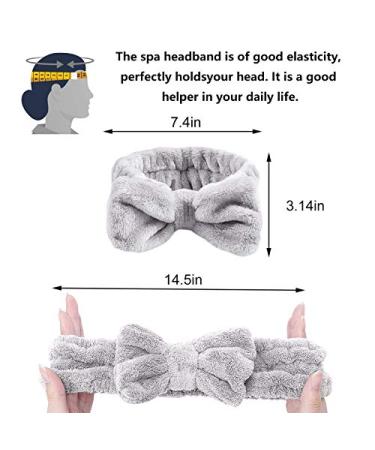 Queta 3 Pack Microfiber Bowtie Headbands for Women - Soft Makeup, Shower, Spa, Yoga Hair Bands in White, Gray, Black - Buy Online on GoSupps.com