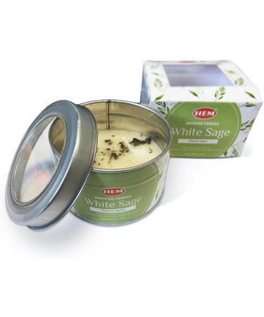 HEM Scented Smudge Candles - Natural Soy with Crystals 3.2 Oz Long Lasting Clean Burn (White Sage) for Home Cleansing & International Shipping - Buy Online on GoSupps.com