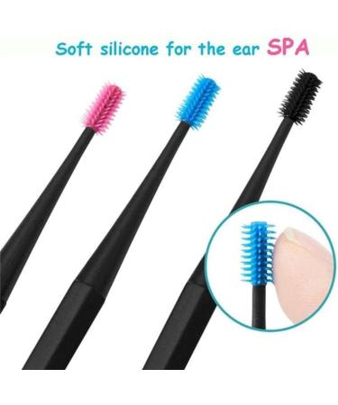 Soft Silicone Double Head Micro-bristle Ear Cleaner - Reusable Double Rotating Ear Pick for Ear Wax Removal - 360 Degree Rotation - Black - Buy Online on GoSupps.com