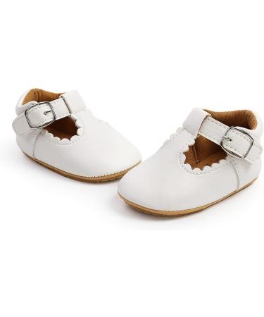 Baby Anti-Slip First Walking Shoes - Unisex Soft Sole Toddler Sneakers for 0-18 Months with Sock - PU Leather Prewalkers - 0-6 Months - White - Buy Online on GoSupps.com