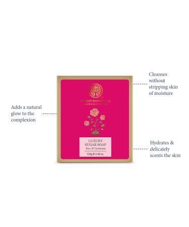 Buy Forest Essentials Luxury Sugar Soap - Rose & Cardamom | 125g | Premium Natural Skin Care - International Shipping Available - Buy Online on GoSupps.com