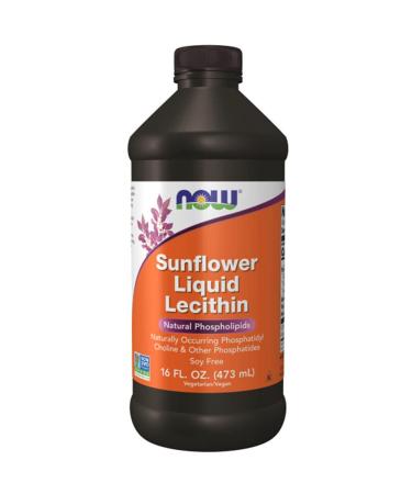 Now Foods Liquid Sunflower Lecithin Vegan 473ml Lab-Tested Soy Free Gluten Free Non GMO