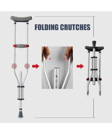 Pair of Underarm Crutches Aluminum Folding Crutches Push-Button Height Adjustment Axillary Crutches w/Carrying Bag for Adults or Youth from 135 to 195cm Independence - Buy Online on GoSupps.com