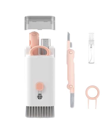 Gtinna 7 in 1 Computer Keyboard Cleaning Brush Set Earbuds Cleaning Pen Wireless Bluetooth Headset Charging Box Electronics Keyboard Cleaning Tools Cleaner Keycap Puller Kit (Pink)