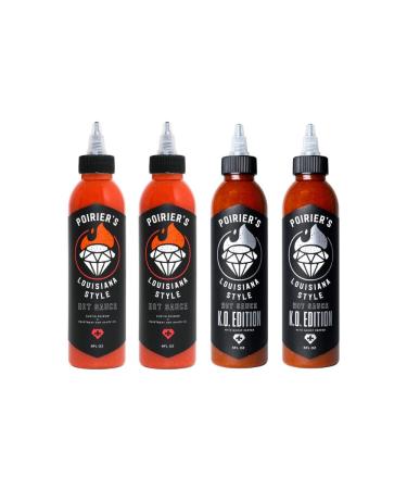 Poirier's Louisiana Style Hot Sauce Mixed 4-Pack bundle (2 x 177ml Original and 2 x 177ml KO Edition)