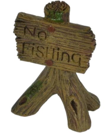 Supa Aquarium Tank Ornament No Fishing Sign Resin - Realistic Wood Finish - 3.8cm x 5.6cm x 8cm - Buy Online on GoSupps.com