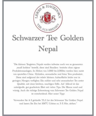  Lerbs & Hagedorn Lerbs & Hagedorn Black tea Golden Nepal | Lightly smoked sweetness 1 kg (about 81 liters) Black tea - Buy Online on GoSupps.com