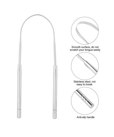NATUDOCO Multi Scraper Tongue Cleaner | Professional Bad Breath Tool | Comfortable Domestic Care (Silver) - Buy Online on GoSupps.com