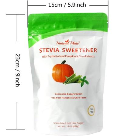 Natural Mate Granular Sweetener Stevia and Erythritol (Fortified with Pumpkin and Okra) 1 Pound (Pack of 3) - Buy Online on GoSupps.com