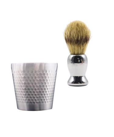 POPETPOP 2 Sets Beard Brush Set Tool Man Shaving Bowl Set Fiber Wool 7.8x7.2cmx2pcs Silverx2pcs