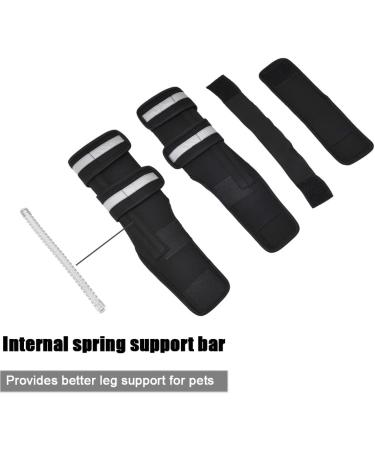 Dog Knee Brace Adjustable Dog Front Leg Brace with Metal Spring Support and Reflective Strap Dog Leg Support for Surgery Recovery Front Leg Injury|Black (S) - Buy Online on GoSupps.com