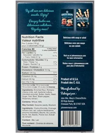 John Wm. Macy's Romano Garlic Cheesesticks 113 Grams - Buy Online on GoSupps.com