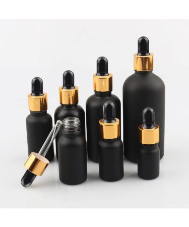 ZEOABSY 6 PiecesÂ 50mlÂ Empty Frosted Black/Gold Glass Dropper Bottles with Glass Pipette for Essence Essential Oil Elite Fluid Travel Cosmetics Storage Containers - Buy Online on GoSupps.com