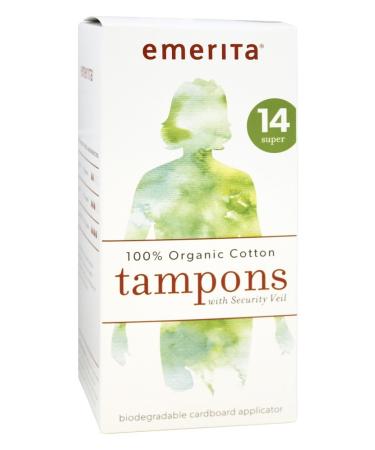 Emerita 100% Organic Cotton Tampons with Security Veil Super 14 Tampons