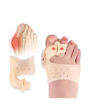 shining queen Bunion Corrector Toe Separator for Hallux Valgus and Overlap Toe Big Toe Joint Pain Relief for Women & Men Soft Gel Day Night Support Beige (1 Pair) m0425